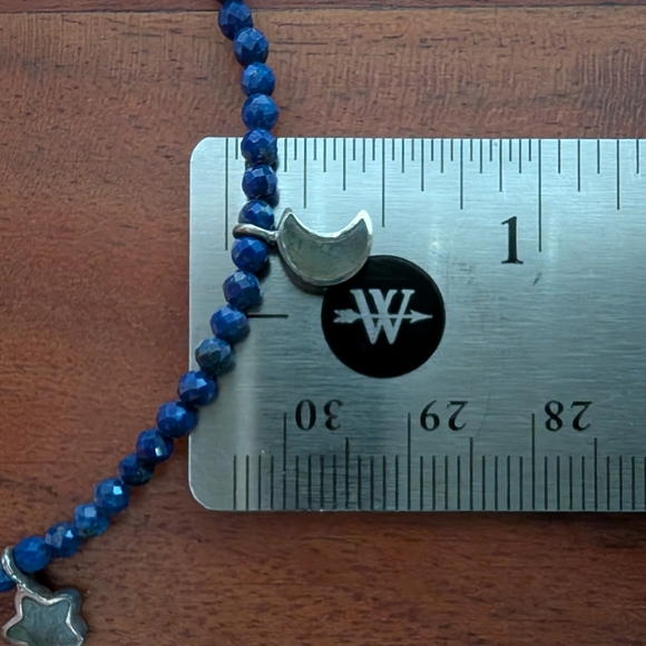 lapis faceted gemstone silver bracelet - Picture 8 of 9